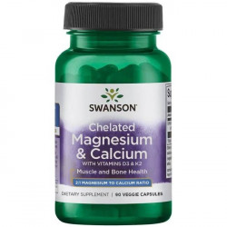Swanson Albion Magnesium & Calcium with Vitamins D3 & K2 90 kaps.