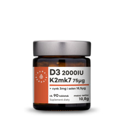 Aura Herbals Vitamin D3 (2000IU) + K2mk7 + Zinc + Selen 90 tabl.