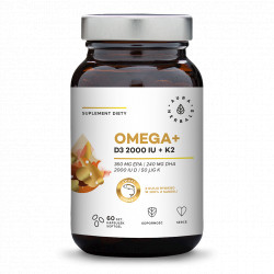 Aura Herbals Omega+ Vitamin D3 2000 IU /cholekalcyferol/ 50 mcg + K2 MK-7 60 softgels