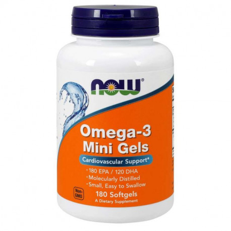 Now Omega 3 Mini Gels - DHA 120 mg + EPA 180 mg 180 softgels