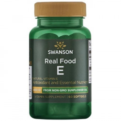 Swanson Real Food E - Vitamin E natural 400IU 60 kaps.