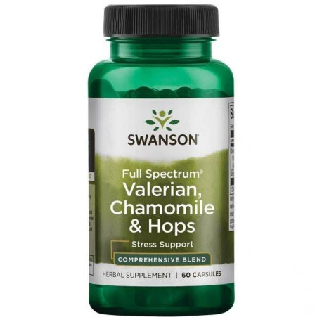 Swanson Full Spectrum Valerian, Chamomile & Hops 60 kaps.