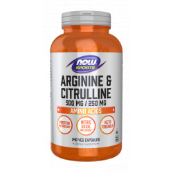 NOW L-Arginine 500 mg + L-Citrulline 250 mg 240 kaps.