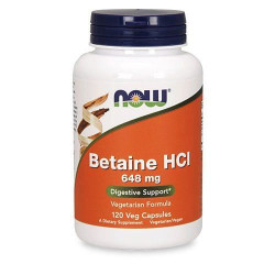 NOW Betaine HCL 120cps.+peps├şn 150mg