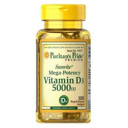 PURITANS PRIDE Vitamin D3 5000 IU - 100softgels.