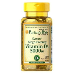 PURITAN'S PRIDE Vitamin D3 5000 IU - 100softgels.