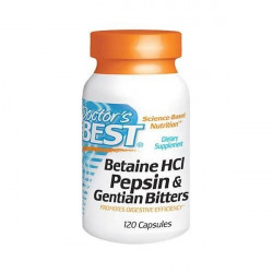 DOCTORS BEST - Betaine HCl Pepsin&Gentian Bitters - 120caps.
